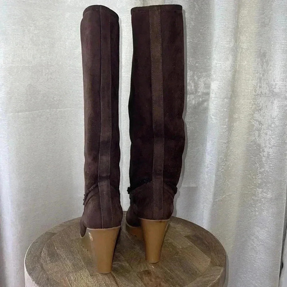 Gucci chocolate Brown 8 1/2 Shearling Wedge Boots - Picture 4 of 9